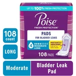 Poise Incontinence Pads For Women, 4 Drop Moderate Absorbency, Long Length. Fixed Price $38.38.