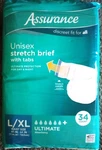 Assurance Stretch Briefs With Tabs Unisex L/xl 34 Count Ultimate Absorbency. Fixed Price $26.46.