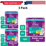 3PK Poise Ultra Thin Incontinence Pads With Wings, Drop Light Absorbency, 66CT. Fixed Price $52.39.