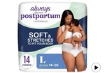 Always Postpartum And Adult Incontinence Underwear For Women, Large - 14 Ct. Fixed Price $13.99.