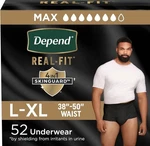 Depend Real Fit Men's Incontinence Underwear, Maximum - Black L/xl 52. Fixed Price $46.39.