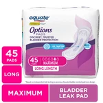 Equate Options Women's Incontinence Pads, Maximum Absorbency, Long, (45 Count). Fixed Price $16.32.