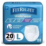 Fitright Adult Unisex Incontinence Underwear, Max Absorbency, Large, 20 Count. Fixed Price $18.44.