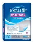 Underpad Totaldry 30 X 36 Inch Disposable Fluff Polymer Heavy Absorbency BG/10. Fixed Price $15.99.