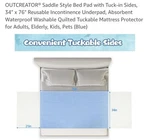 Outcreator Saddle Style Bed Pad With Tuck-in Sides 34X76 Reusable Incontinence. Fixed Price $28.39.