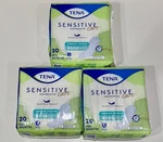 Lot Of 3 Tena Sensitive Care Pads Moderate Absorbency 20 Count Each 60 Total. Fixed Price $26.50.