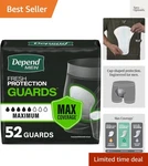 Depend Guards Incontinence Pads For Men, Maximum Absorbency, 52 Count, Packag.... Fixed Price $31.99.