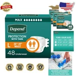 Depend Large Adult Diapers 48 Count Tabs Maximum Absorbency 24 Hour Protection. Fixed Price $130.99.