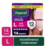 Depend Night Defense Incontinence Underwear For Women, Adult Diapers, L,14COUNT. Fixed Price $21.20.