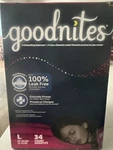 Goodnites Girls' Nighttime Bedwetting Underwear - Large Giga Pack 34CT. Fixed Price $26.00.