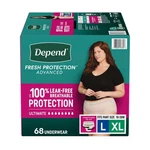 Depend Incontinence Underwear For Women, Large/xl (pant Size 18-28W), 68PK. Fixed Price $72.99.