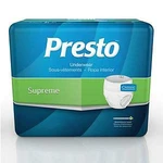Presto Maximum Absorbency Underwear, Large (44 58 Waist) White, Case Of 72. Fixed Price $42.88.