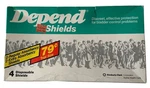Vintage 1982 Kimberly-clark Depend Shields Bladder Control 4 Ct Trial Size. Fixed Price $26.99.