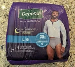 Depend Men's Night Defense Incontinence Disposable Underwear Size 14 Ct. Fixed Price $19.95.