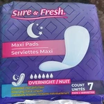 Sure & Fresh Maxi Pads Overnight Unscented Individually Wrapped 7 Pack. Fixed Price $12.99.