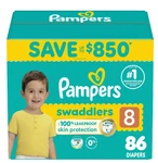 Pampers Swaddlers Diapers, Size (46+ Lb) 86 Ct. Fixed Price $88.50.