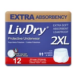 Livdry Adult Xxl Incontinence Underwear, Extra Xx-large (12 Count), White. Fixed Price $45.99.