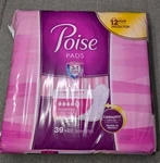 Poise Incontinence Pads 12 Hour Maximum Absorbency Long Length, Contourfit 39CT. Fixed Price $25.45.