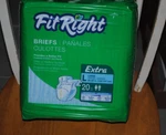 Fitright Extra Adult Briefs With Tabs, Moderate Absorbency, Large, 48"-58" Pack. Fixed Price $19.99.
