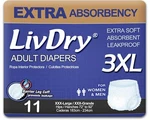 Livdry Xxx Large 11 Count Adult Protective Underwear Super Absorbent Diapers. Fixed Price $53.99.