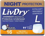 Livdry Adult Incontinence Underwear Overnight Absorbency Large 16 Count. Fixed Price $27.88.