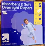 Up & Disposable Overnight Diapers - Size 50CT. Fixed Price $12.00.