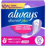 Always Discreet Women's Incontinence Liners Very Light, Long 44 X = 132 Ct. Fixed Price $24.75.