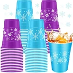 60 Pieces Snowflakes Frozen Plastic Cups 16OZ Disposable Winter Bev.... Fixed Price $30.75.