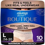 Always Discreet Boutique Incontinence Underwear, Max Absorbency, Large, 10 Count. Fixed Price $22.88.