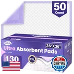 Mildplus 130G Heavy Duty Bed 36X36 50 Pack Purple Disposable Underpads Anti. Fixed Price $65.34.