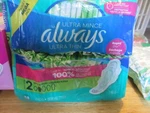 Always Ultra Thin Pads With Wings, Size 2, Long Super Absorbency, 54 Count. Fixed Price $11.64.