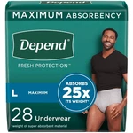Depend Men's Incontinence Underwear Maximum Large Grey 28 Ct. Fixed Price $32.49.