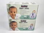 2 Boxes Kirkland Signature Baby Diapers Size 1, Hypoallergenic, Breathable 96 Ct. Fixed Price $50.00.