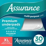 Assuranc Unisex Premium Quilted Underpad, Maximum Absorbency, Xl (30 Count). Fixed Price $60.97.
