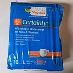 Walgreens Certainty Sz Large Adjustable Unisex Underwear 16CT 38" To 50" Waist. Fixed Price $5.00.