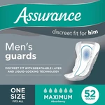 Assurance Men Guards, Maximum Absorbency, 52 Count. Fixed Price $17.39.