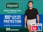 Depend Fresh Protection Advanced Incontinence Underwear For Men, M/l, 88 Count. Fixed Price $72.99.