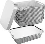 50 Pack 8.3"X6.2" Disposable Tin Foil Pans With Lids 2.25LB Aluminum To Go. Fixed Price $104.64.