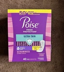 Poise Fresh Protection Ultra- Level 6 Ultimate Long 40 Pads Sealed Box. Fixed Price $26.95.