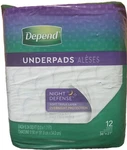 Depend Bed Protectors Tri-loc Overnight Protection Underpads 12 Pack 36"X21". Fixed Price $17.95.