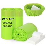 60 Bedside 21"X16" Commode Liners With Absorbent Pads, Extra Thick Leak-proof.... Fixed Price $26.38.