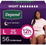 Box Of 56 - Depends Women's Night Defense Briefs Sz Large (38" 44"). Fixed Price $33.00.