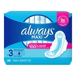 26 Ct. Always Maxi Size 3 Bladder Control Pad, Flexi-wings Super Absorbency. Fixed Price $17.98.
