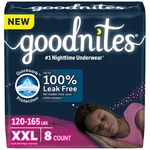 Goodnites Girls' Nighttime Underwear Xxl 120-165 Lbs 8 Ct. Fixed Price $23.61.