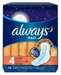 Always Maxi Size Overnight W/wings 14CT/1 Pack Wihout 28. Fixed Price $12.10.