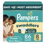 Pampers Swaddlers Diapers Size (30+ Lbs) 86 Count, 100% Leakproof - New. Fixed Price $70.99.