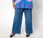 Women W/control Prime Stretch Denim Wide Leg Pants, Midwash Petite Md. A656085. Fixed Price $27.74.