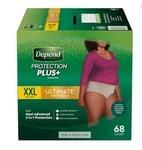 Depend Protection Plus+ Underwear Ultimate Absorbency Xxl Women Taupe 68 Count. Fixed Price $69.99.