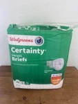 Walgreens Certainty Unisex Briefs Sz. Maximum Absorbency 40 Count Fits 32-44". Fixed Price $14.00.