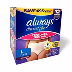 Always Discreet Plus Underwear For Women, Maximum Protection, Large, 38 Count. Fixed Price $22.33.